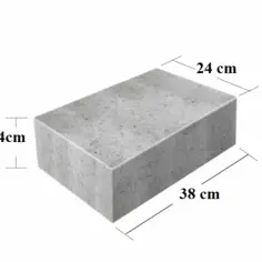 Szary bloczek betonowy o wymiarach 38x24x14 cm. Zastanawiasz się, ile waży bloczek betonowy?