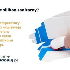 Dłoń z pistoletem aplikuje biały silikon sanitarny na białe płytki. Czas schnięcia silikonu sanitarnego zależy od temperatury i wilgotności.